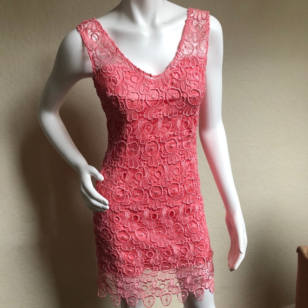 Bb Dakota Coral Crochet Dress
